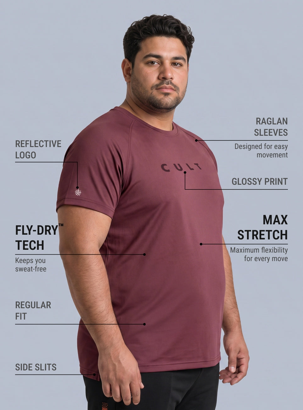 Men's Maroon Plus Size Pro Run Athlete T-shirt