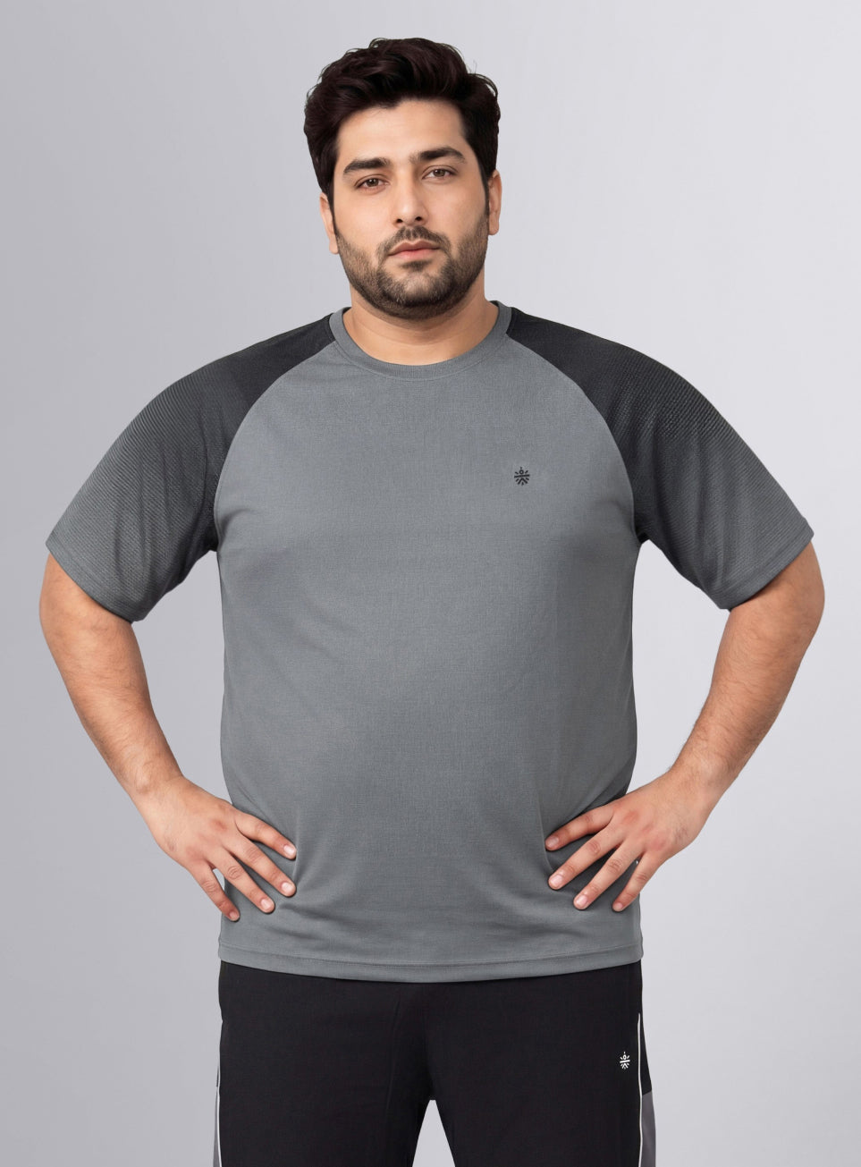 Men's Grey Power Pop Training Plus Size T-Shirt