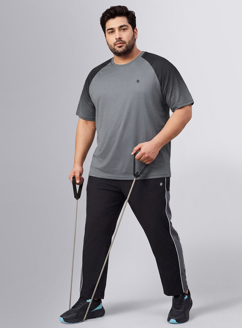 Men's Grey Power Pop Training Plus Size T-Shirt