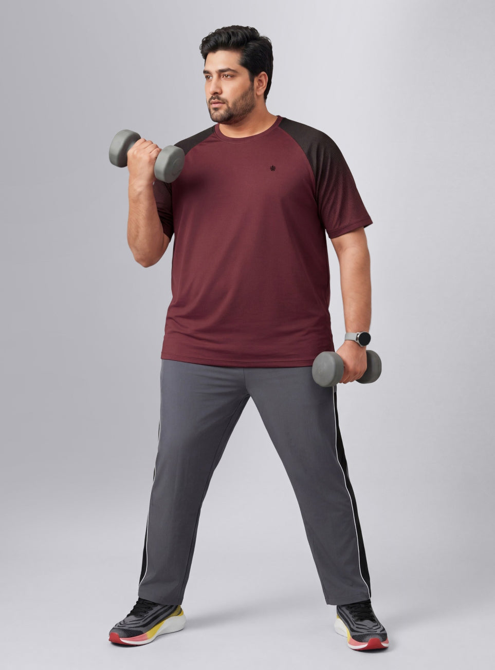 Men's Maroon Power Pop Training Plus Size T-shirt