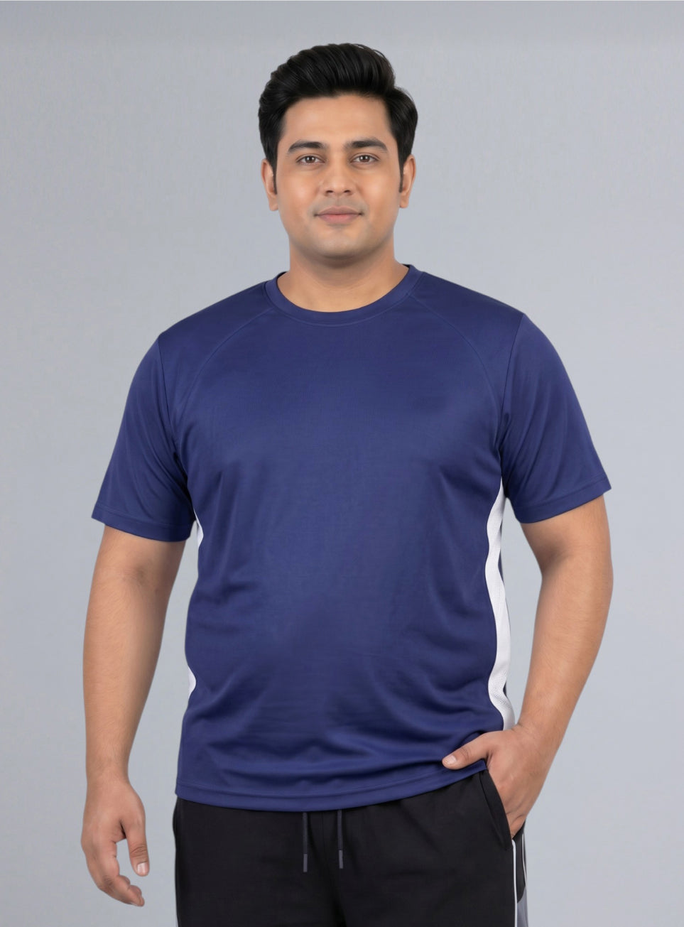 Men's Purple Panelled Performance Plus Size T-shirt