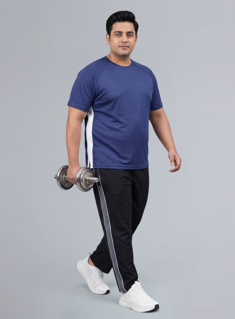 Men's Purple Panelled Performance Plus Size T-shirt