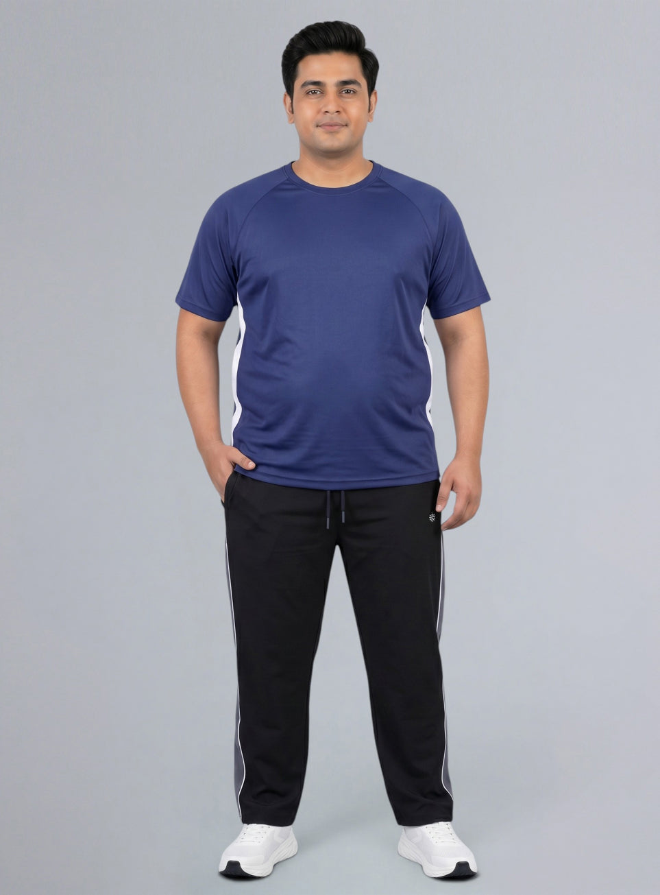 Men's Purple Panelled Performance Plus Size T-shirt