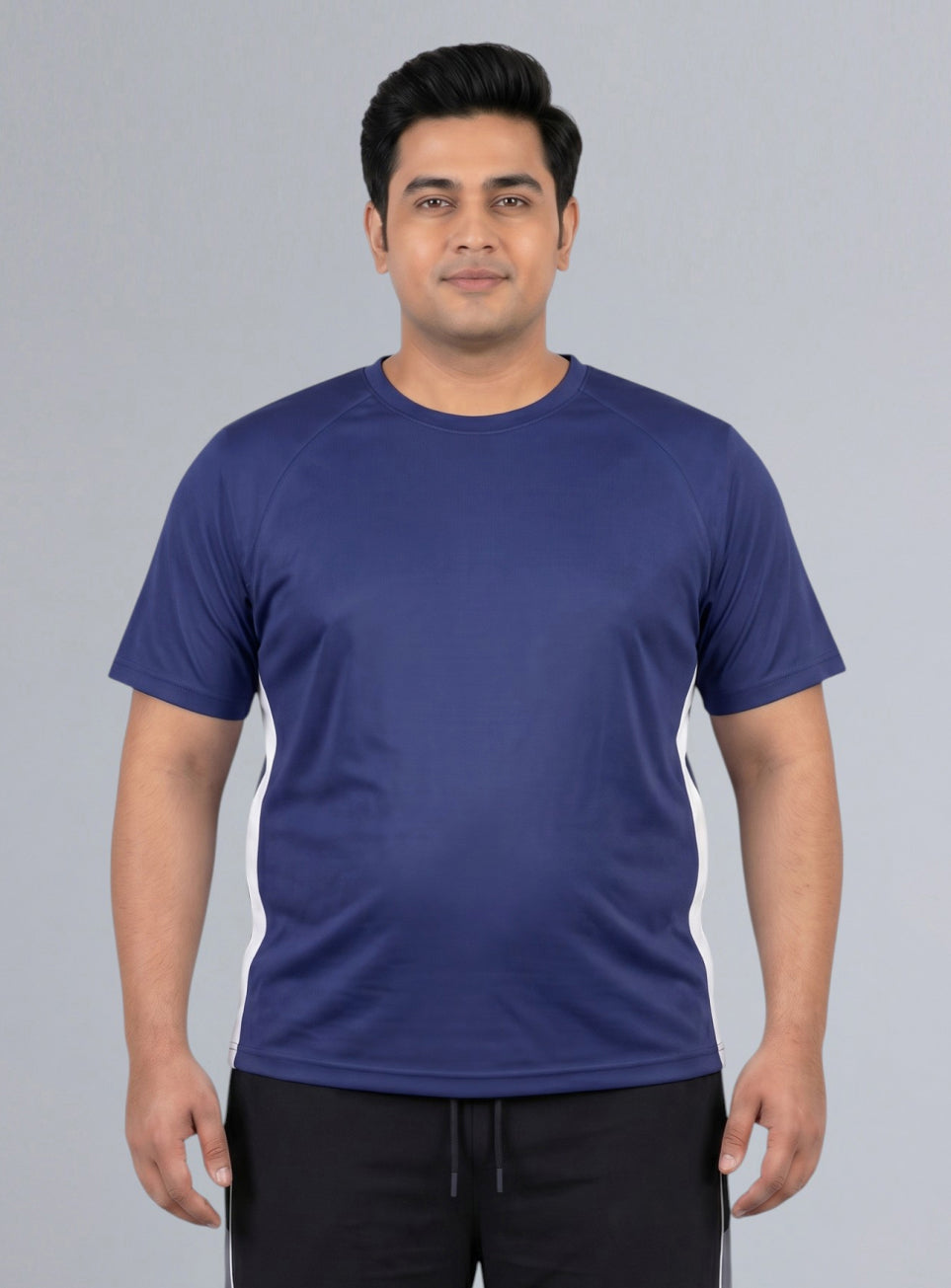 Men's Purple Panelled Performance Plus Size T-shirt