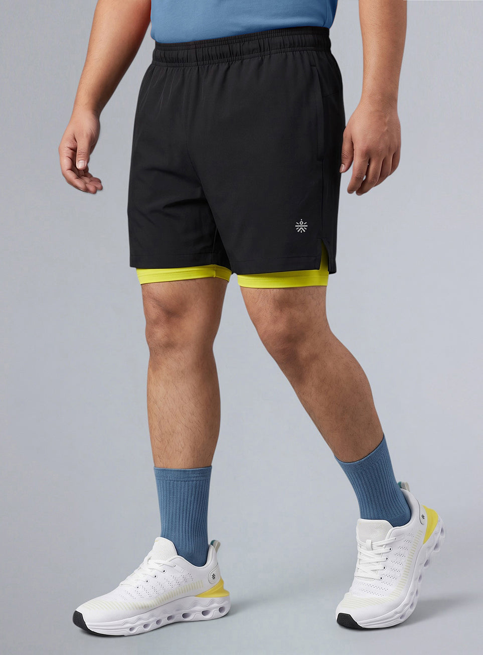 Men's Black Running Plus Size In-Built Shorts