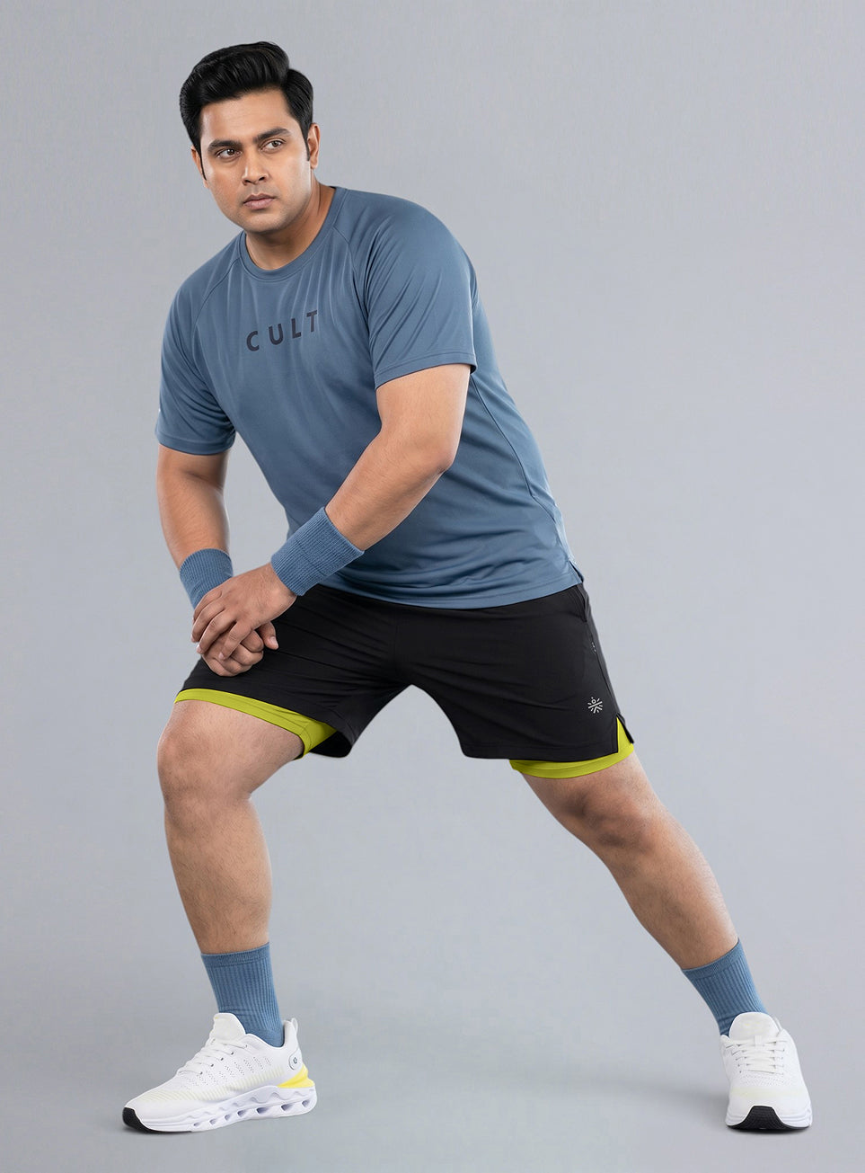 Men's Black Running Plus Size In-Built Shorts