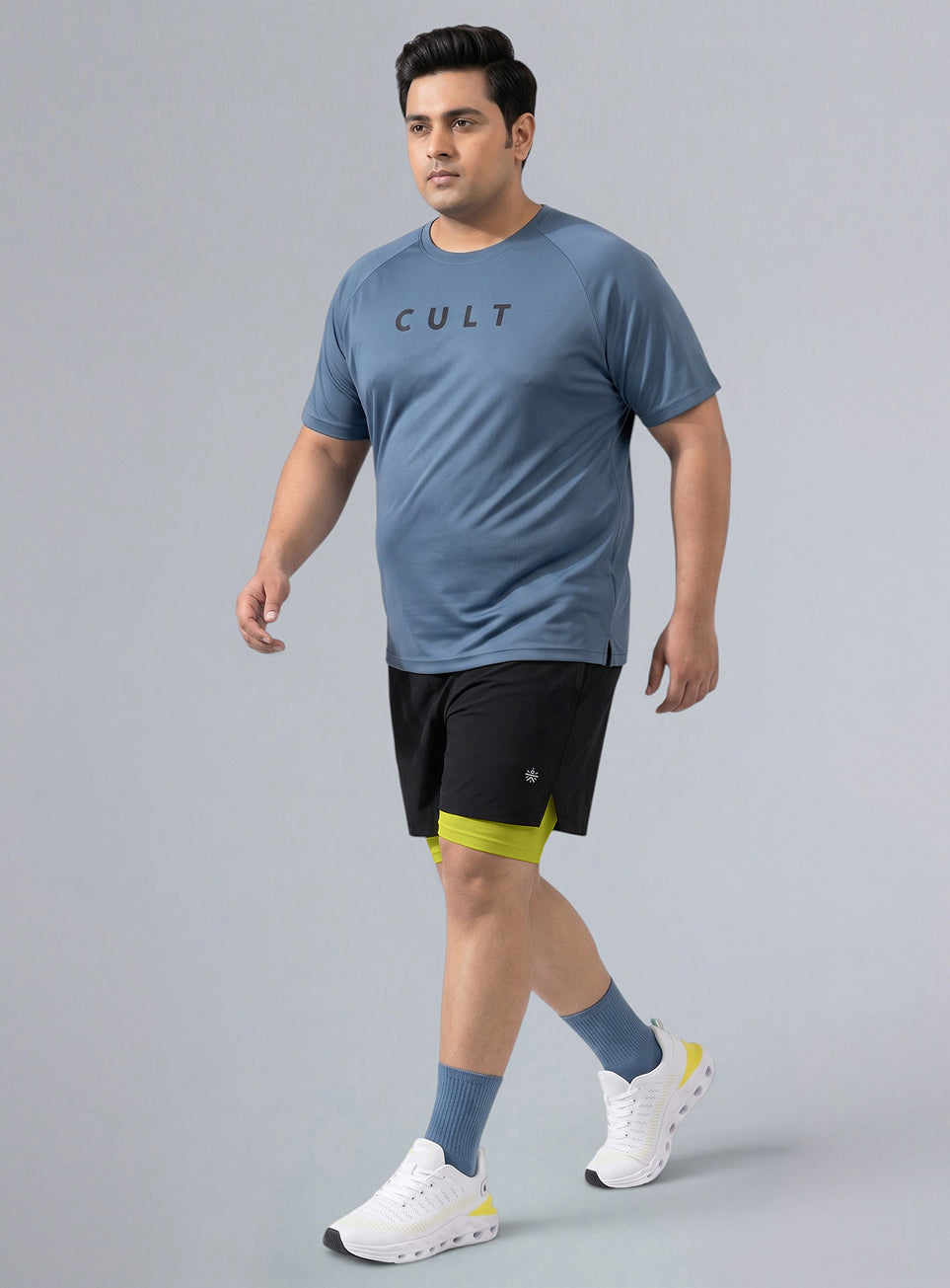 Men's Black Running Plus Size In-Built Shorts