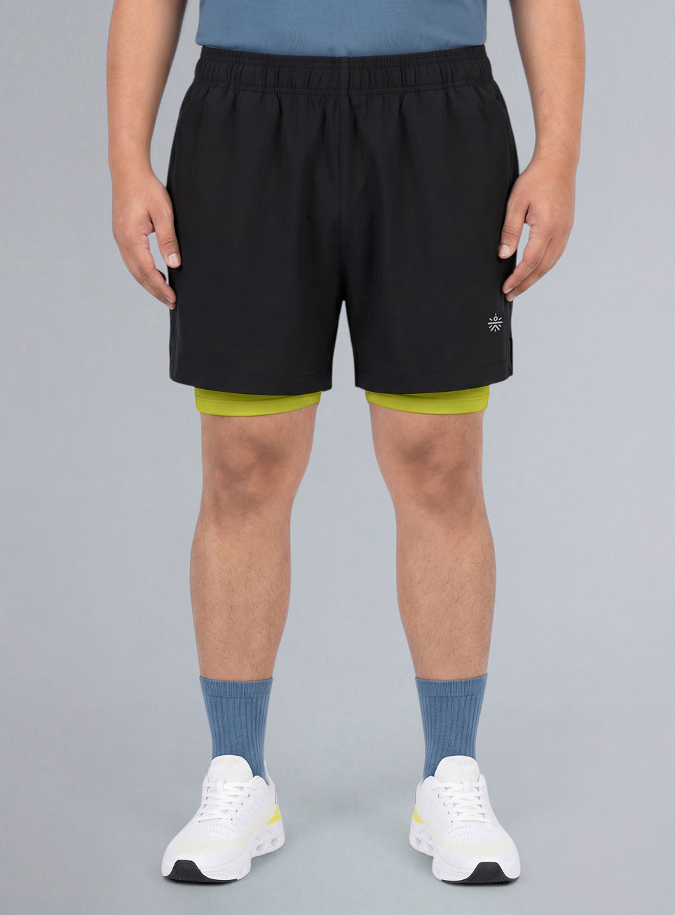 Men's Black Running Plus Size In-Built Shorts