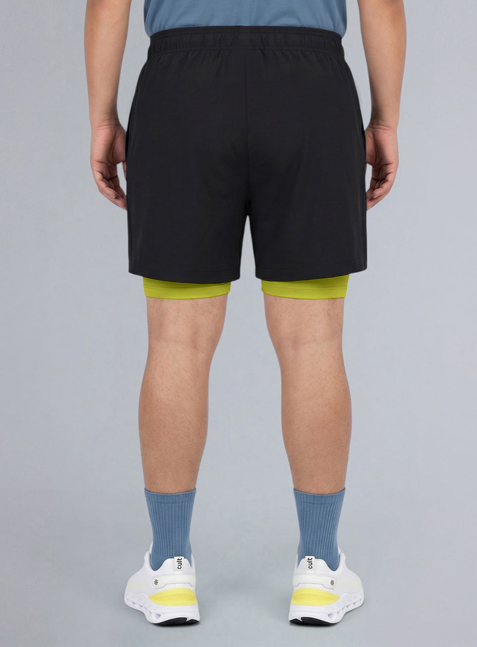 Men's Black Running Plus Size In-Built Shorts