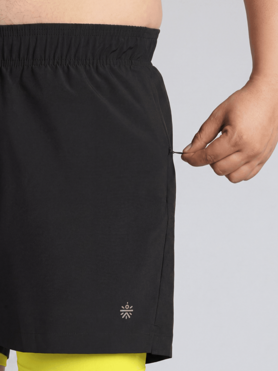 Men's Black Running Plus Size In-Built Shorts