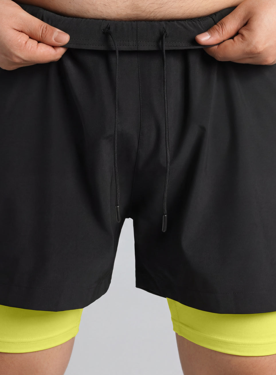Men's Black Running Plus Size In-Built Shorts