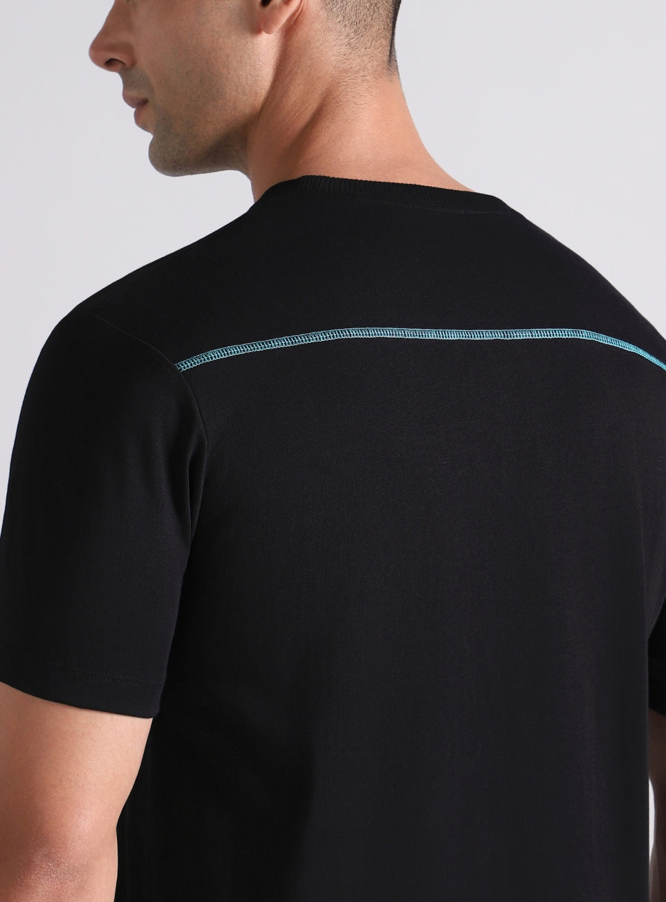 Men's Black V-Man Miniature Print T-shirt