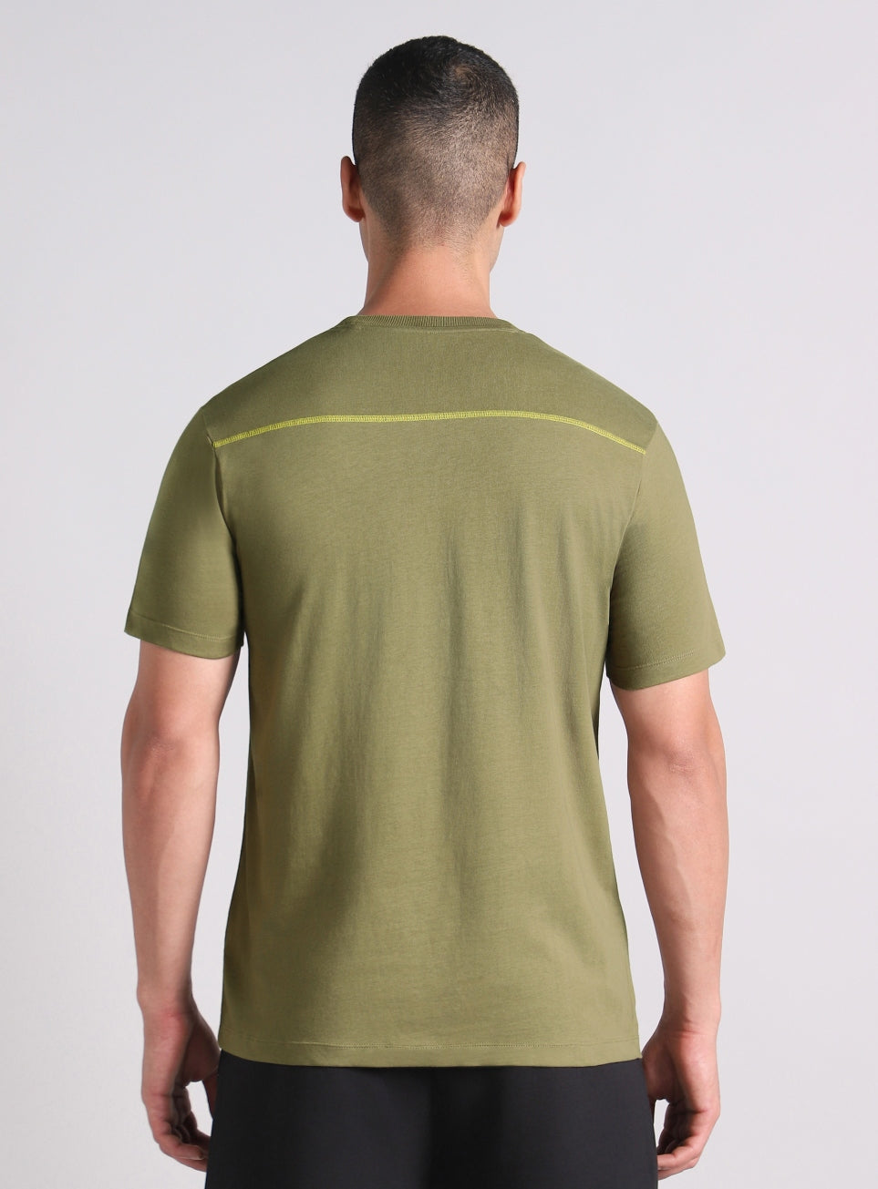 Men's Olive V-Man Miniature Print T-shirt