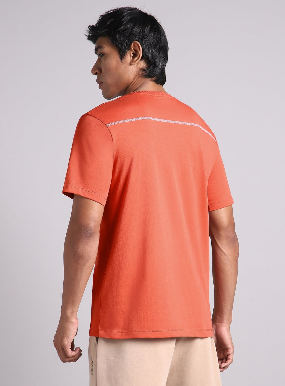 Men's Orange V-Man Miniature Print T-shirt