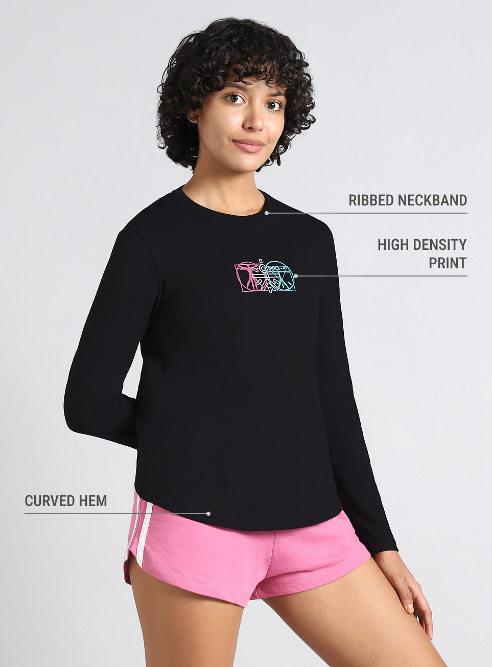 Women's Black Cult Logomanaia Full Sleeve T-shirt