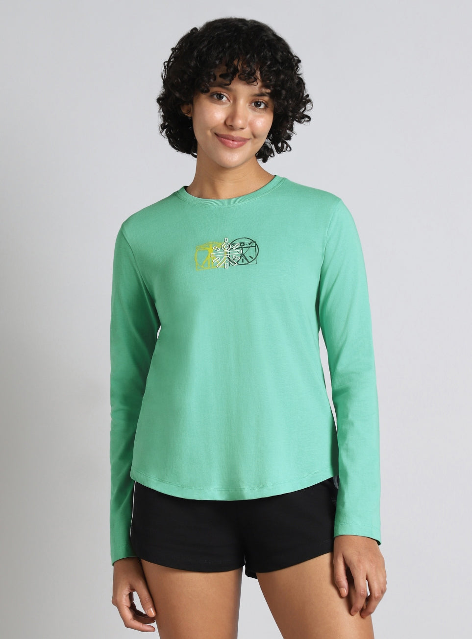 Women's Green Cult Logomanaia Full Sleeve T-shirt