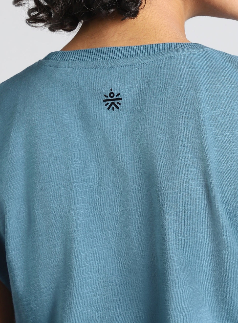 Women's Blue Side Ruching Flow T-shirt