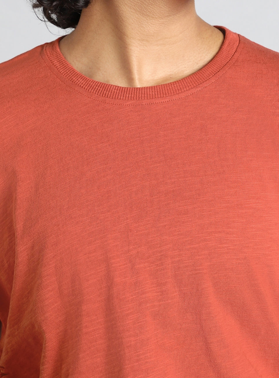 Women's Orange Side Ruching Flow T-shirt