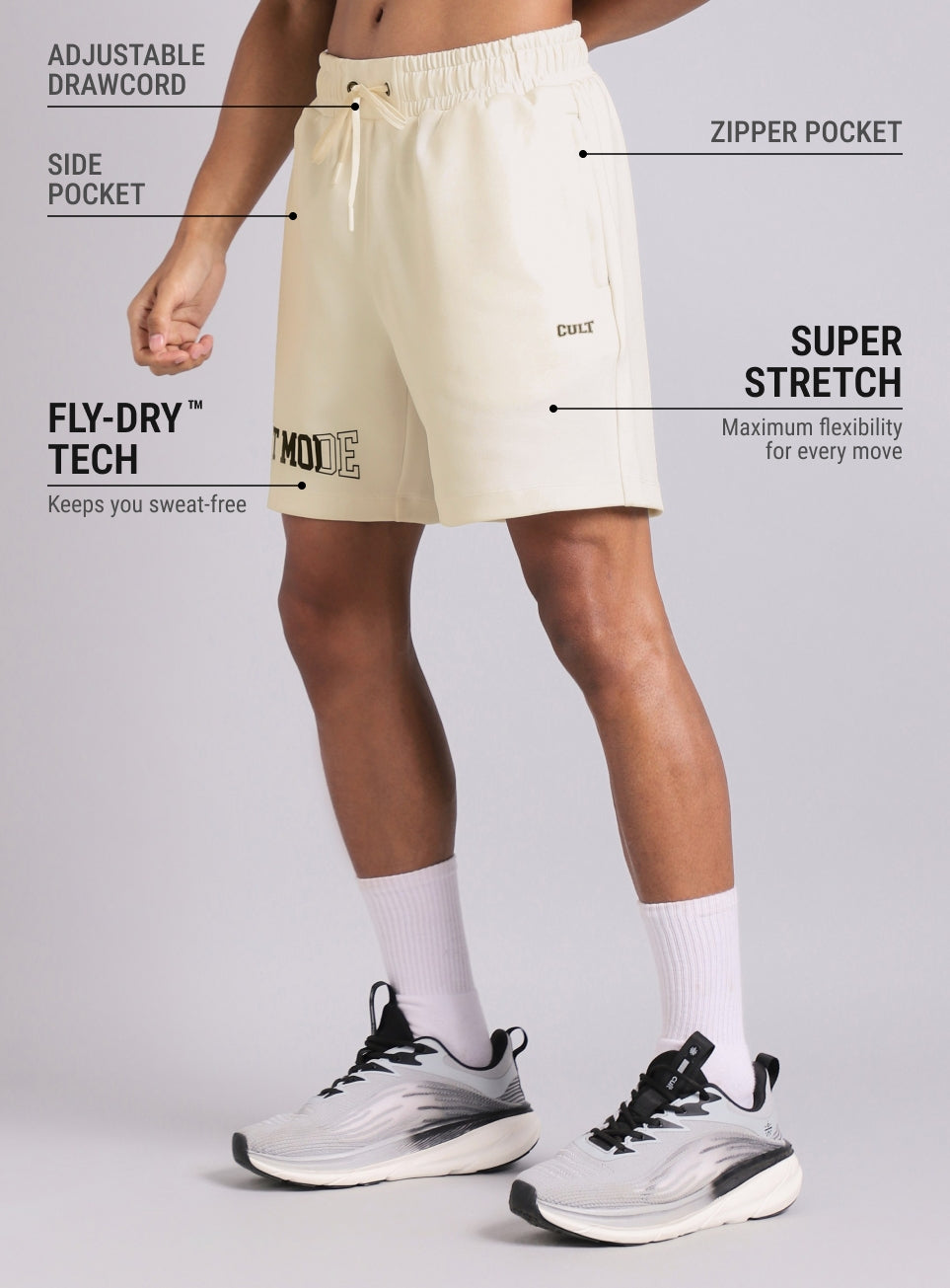 Men's White Fight Mode Boxing Shorts