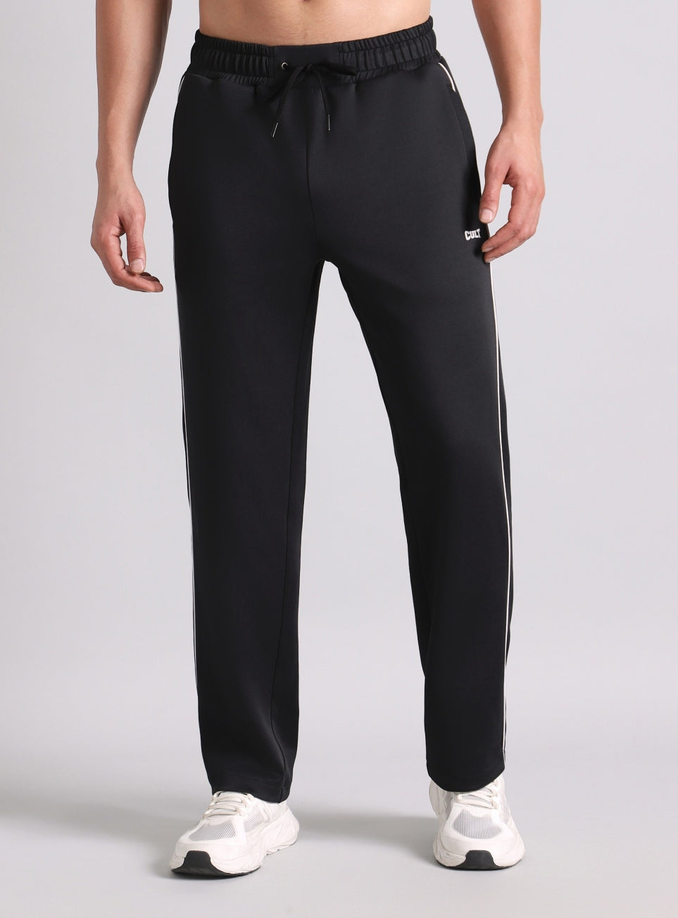 Men's True Black Combat Straight Fit Trackpants