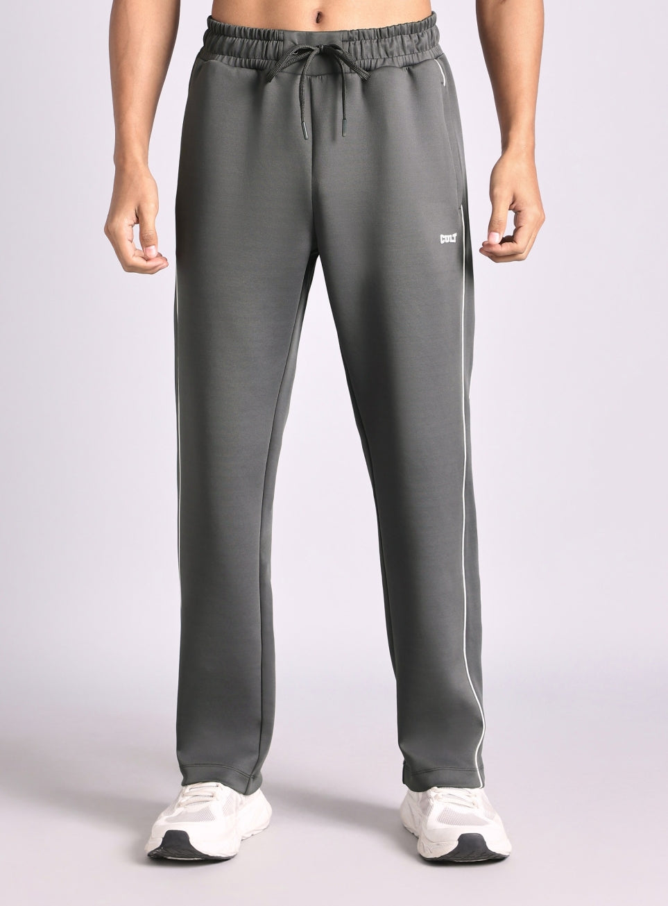 Men's True Dark Grey Combat Straight Fit Trackpants