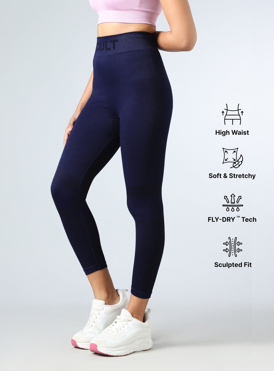 Women's Navy Sculpt Fit Seamless Tights