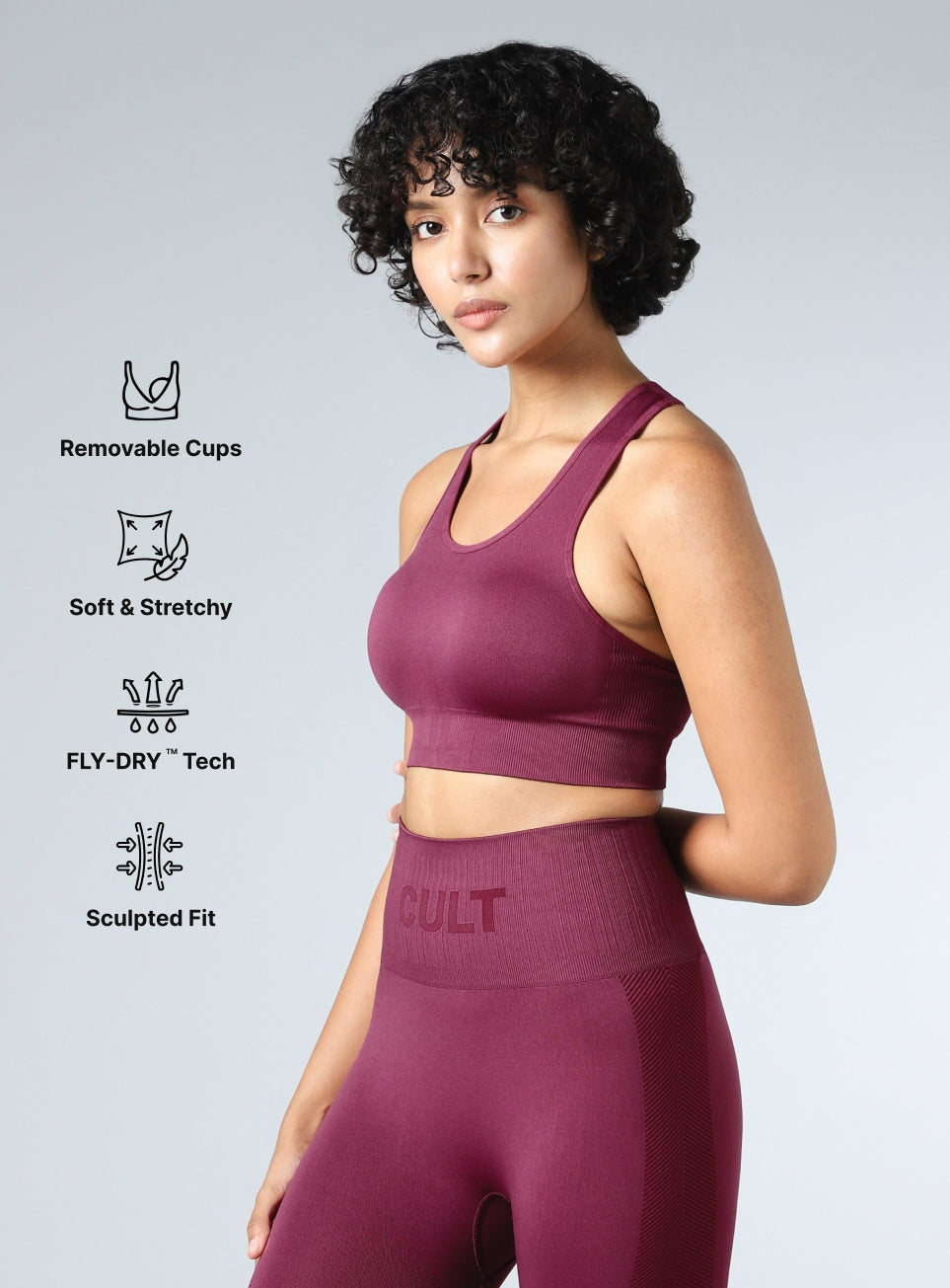 Women's Maroon Motion Flow Medium Support Seamless Bra