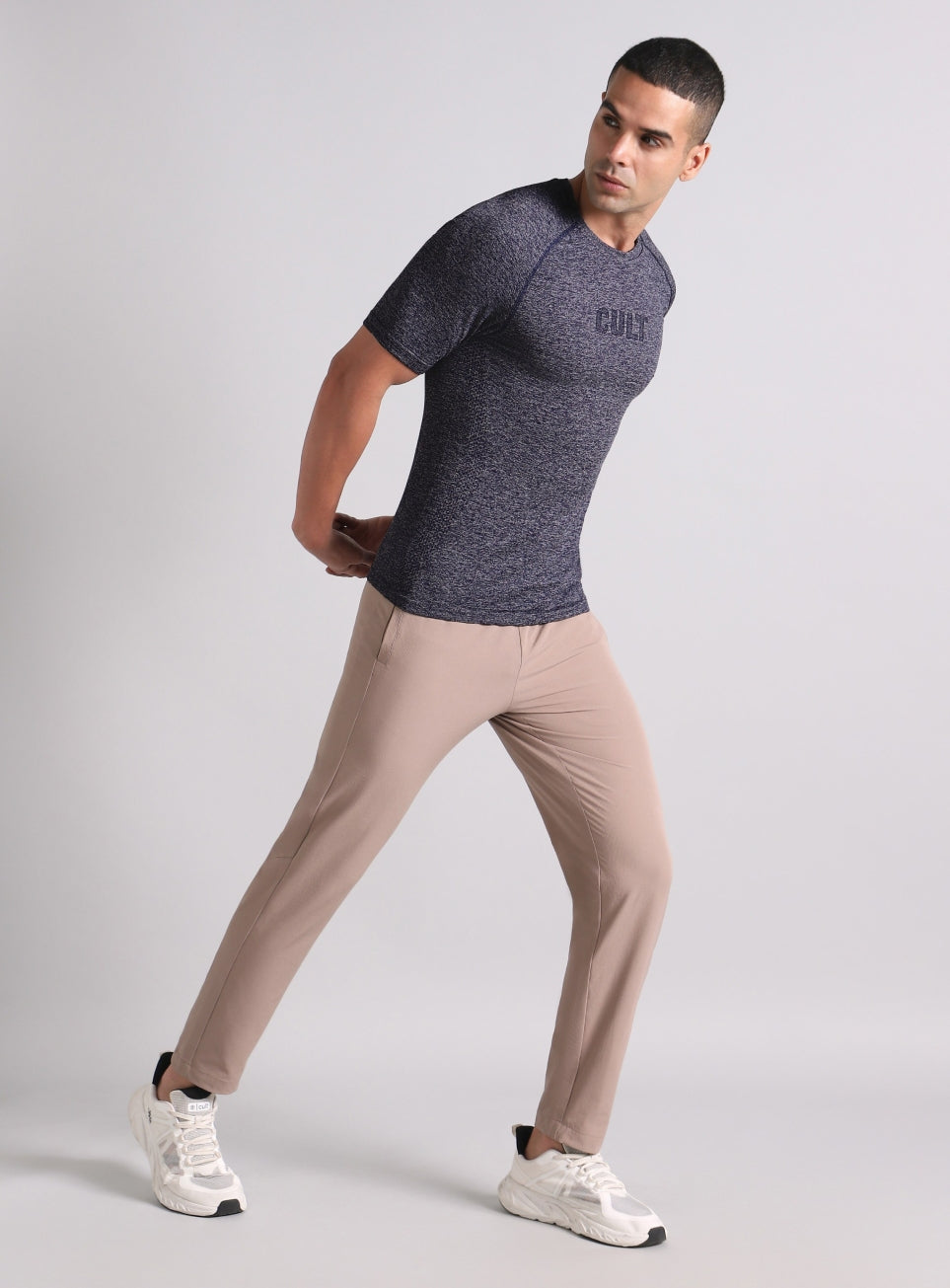 Men's Navy All format Training Slim Fit Seamless T-shirt