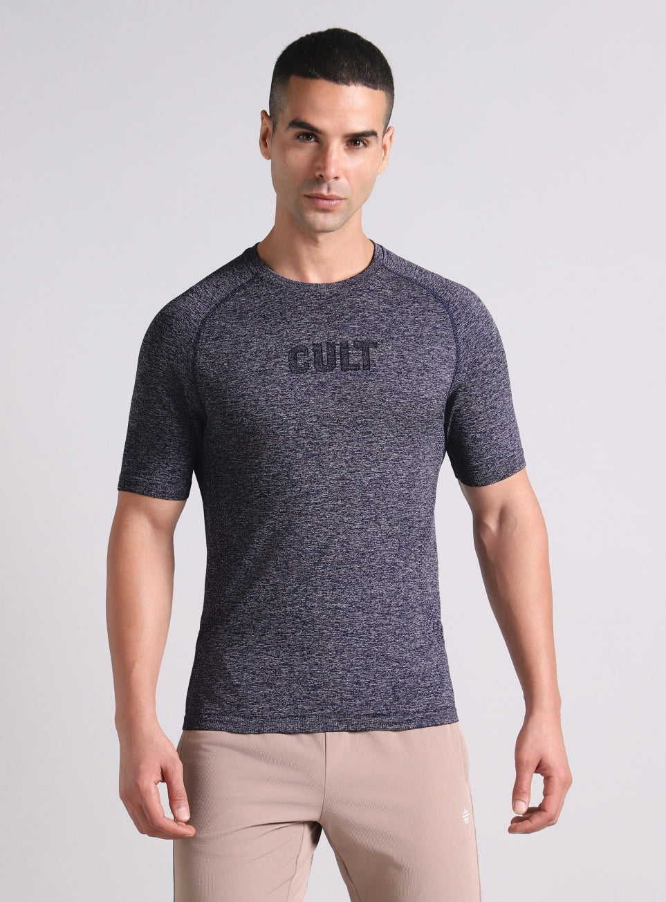Men's Navy All format Training Slim Fit Seamless T-shirt
