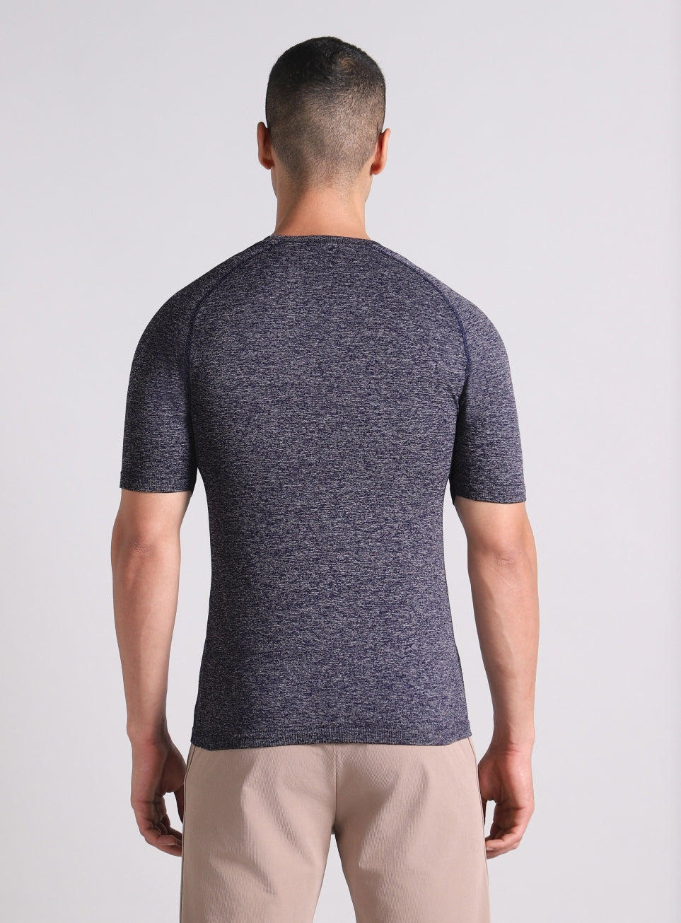 Men's Navy All format Training Slim Fit Seamless T-shirt