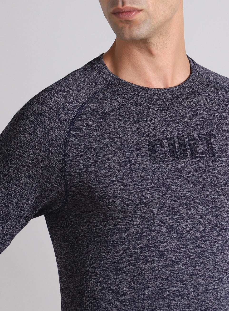 Men's Navy All format Training Slim Fit Seamless T-shirt
