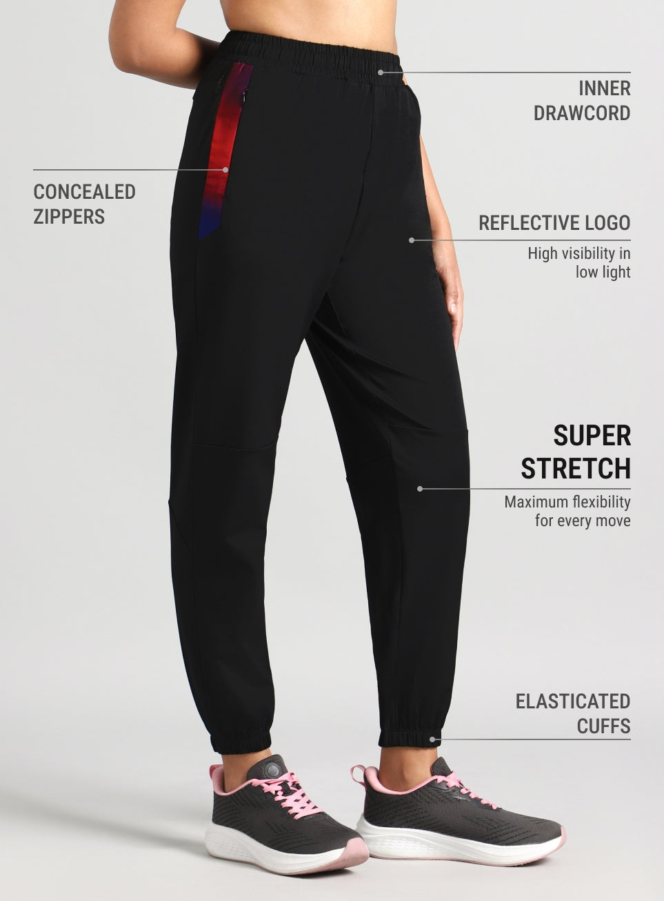 Women's Black Halo Night Run Joggers