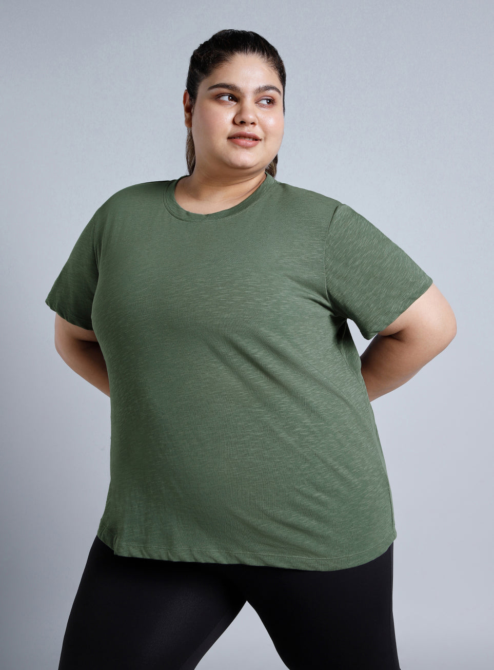 Women's Olive Yoga Flow Plus Size T-shirt