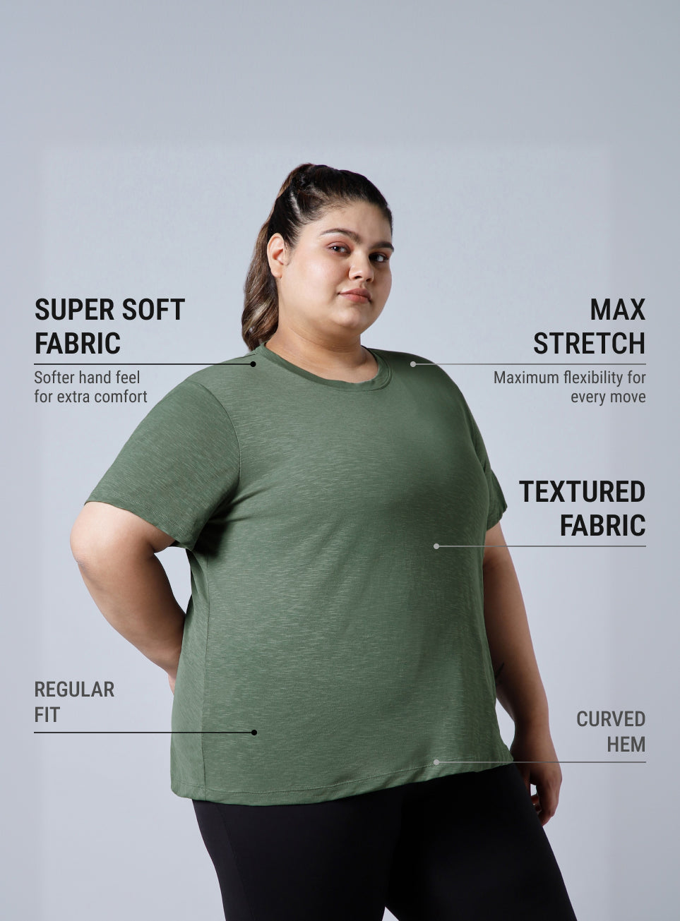 Women's Olive Yoga Flow Plus Size T-shirt