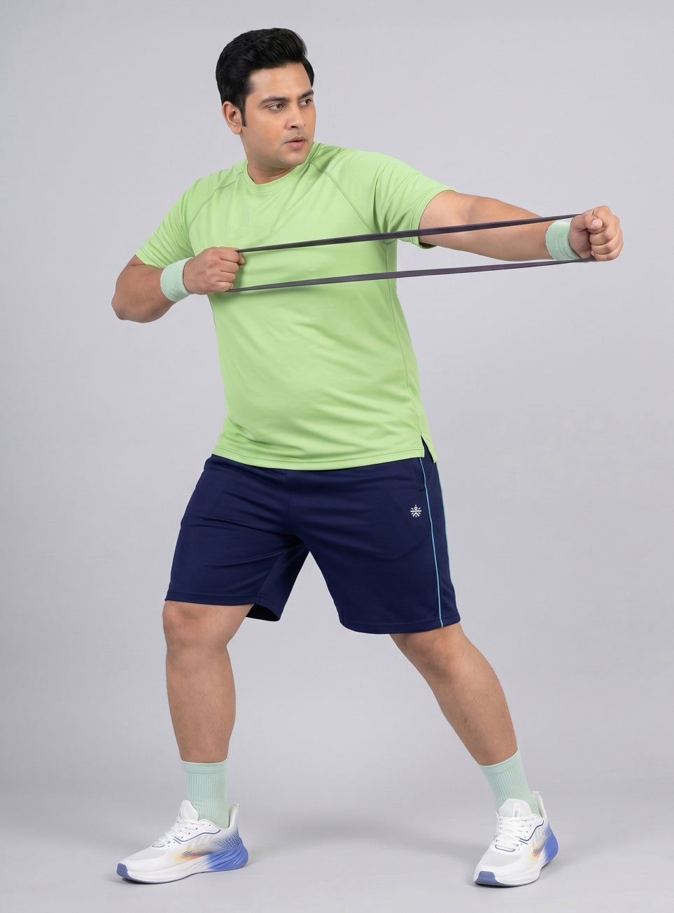Men's Navy Edge Line Training Plus Size Shorts