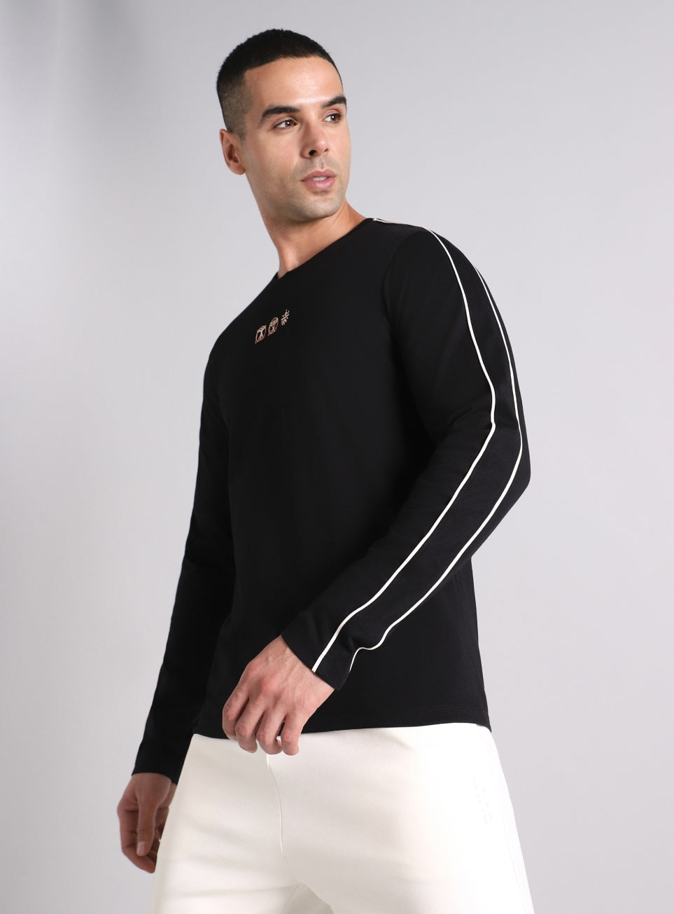 Men's Black V-Man Cult Graphic Print Full Sleeve T-shirt