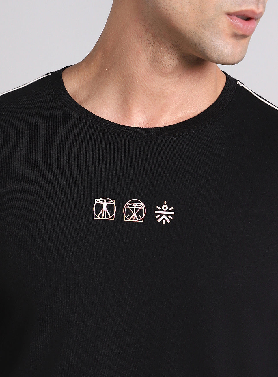 Men's Black V-Man Cult Graphic Print Full Sleeve T-shirt