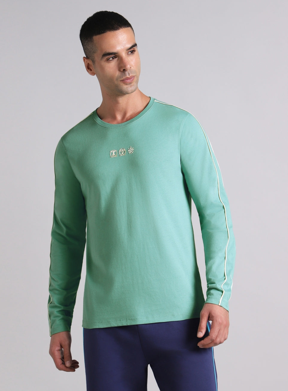 Men's Green V-Man Cult Graphic Print Full Sleeve T-shirt
