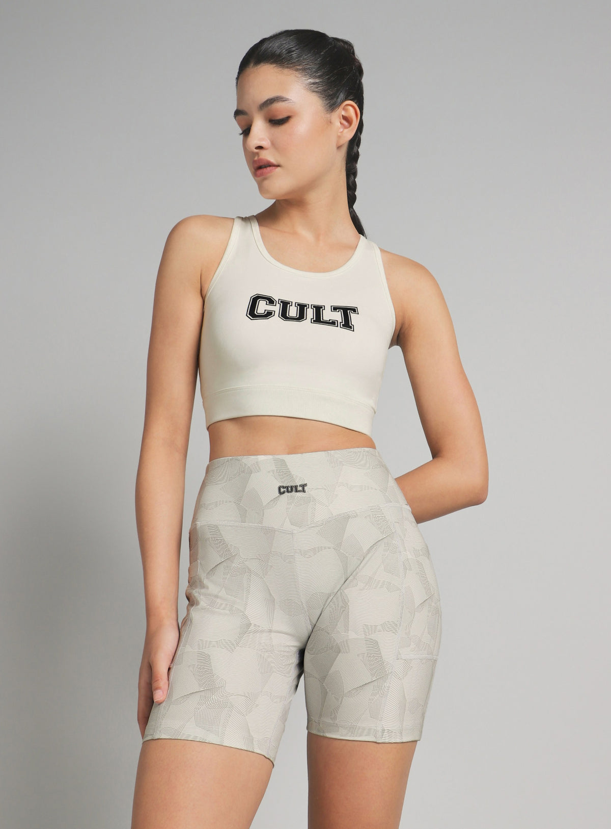 Women's White True Black Combat Hight Support Bra Top