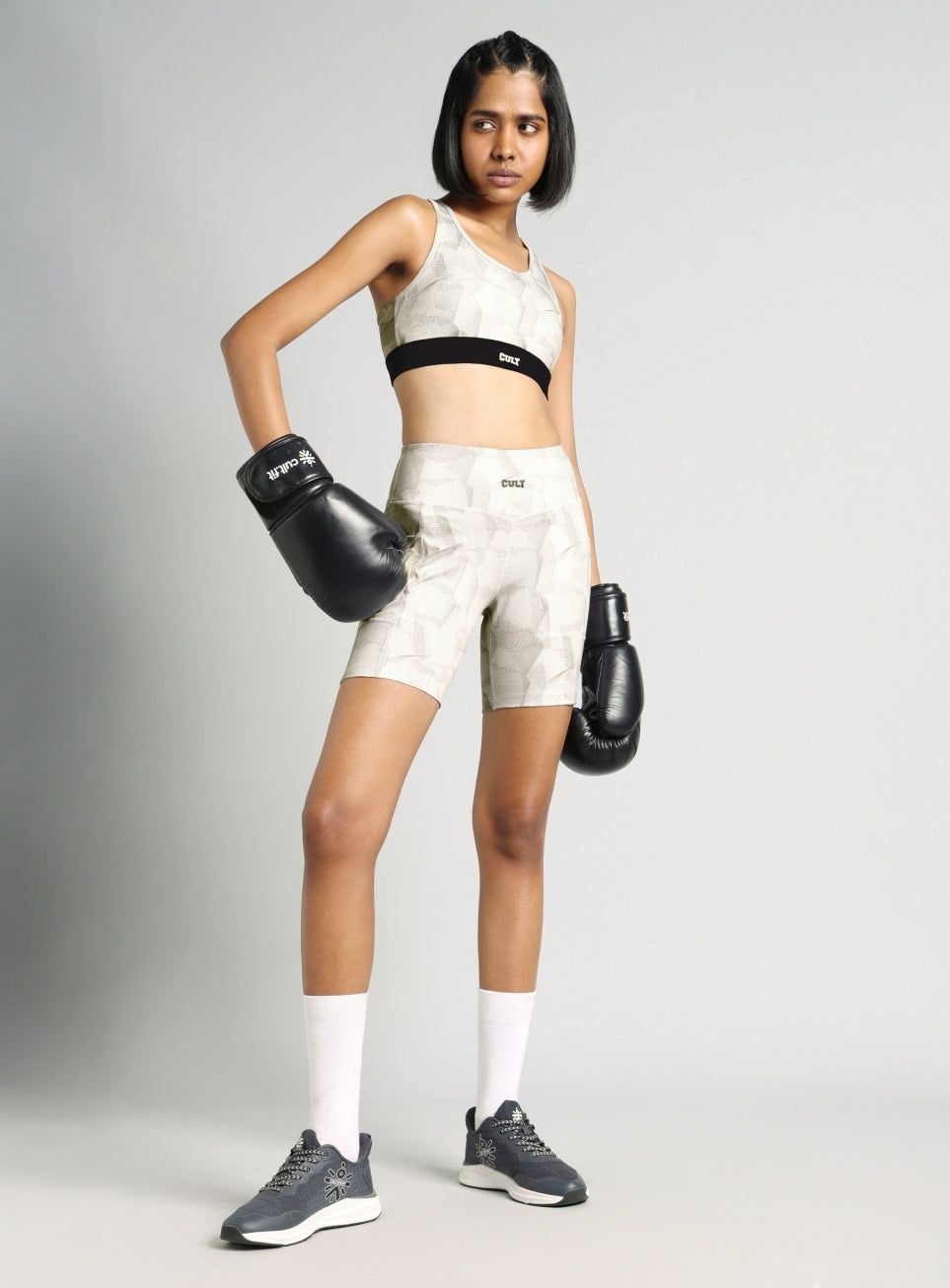 Women's White True Black Combat High Support Bra