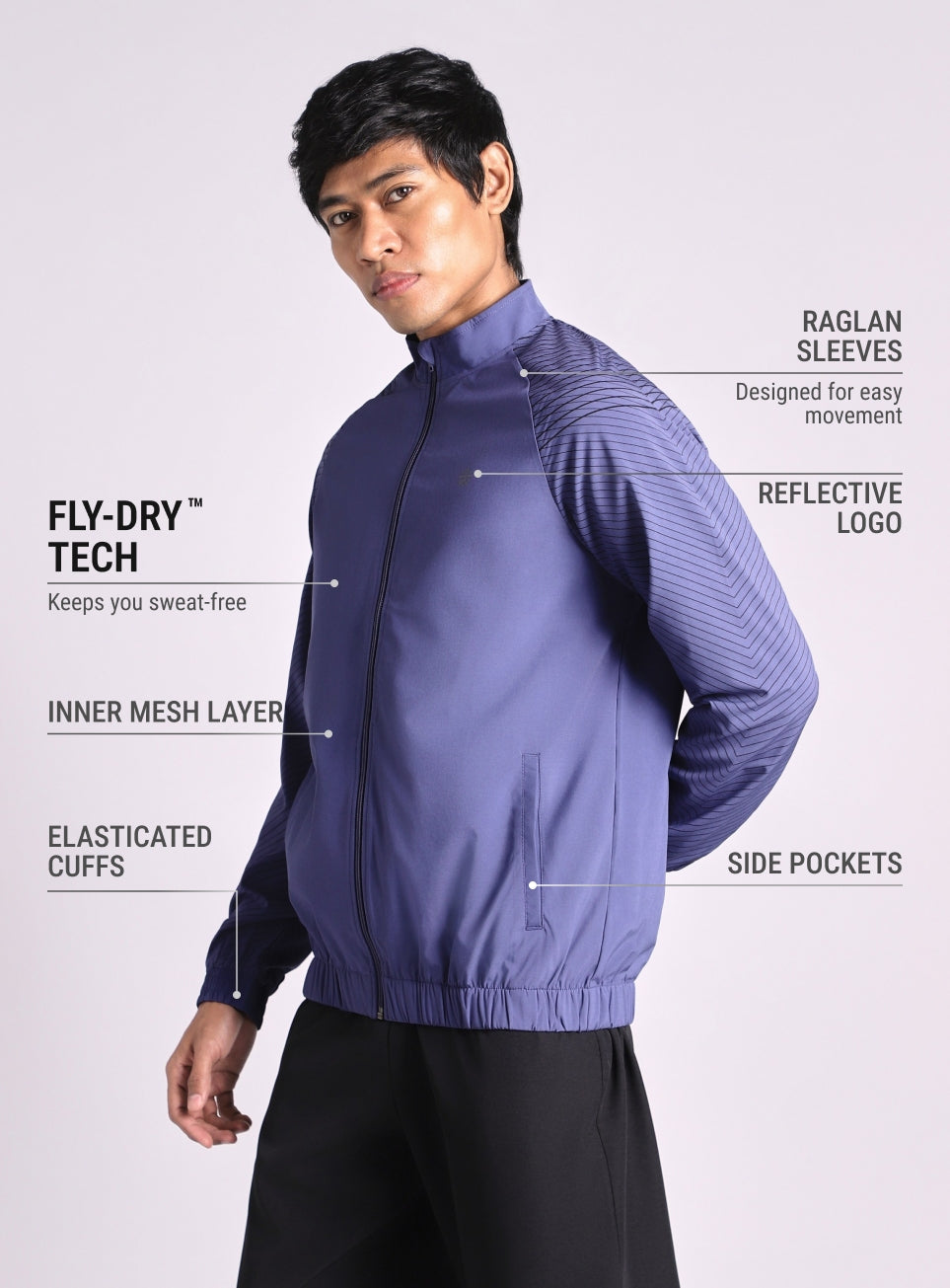 Men's Blue Energy Map Printed Light Weight Jacket