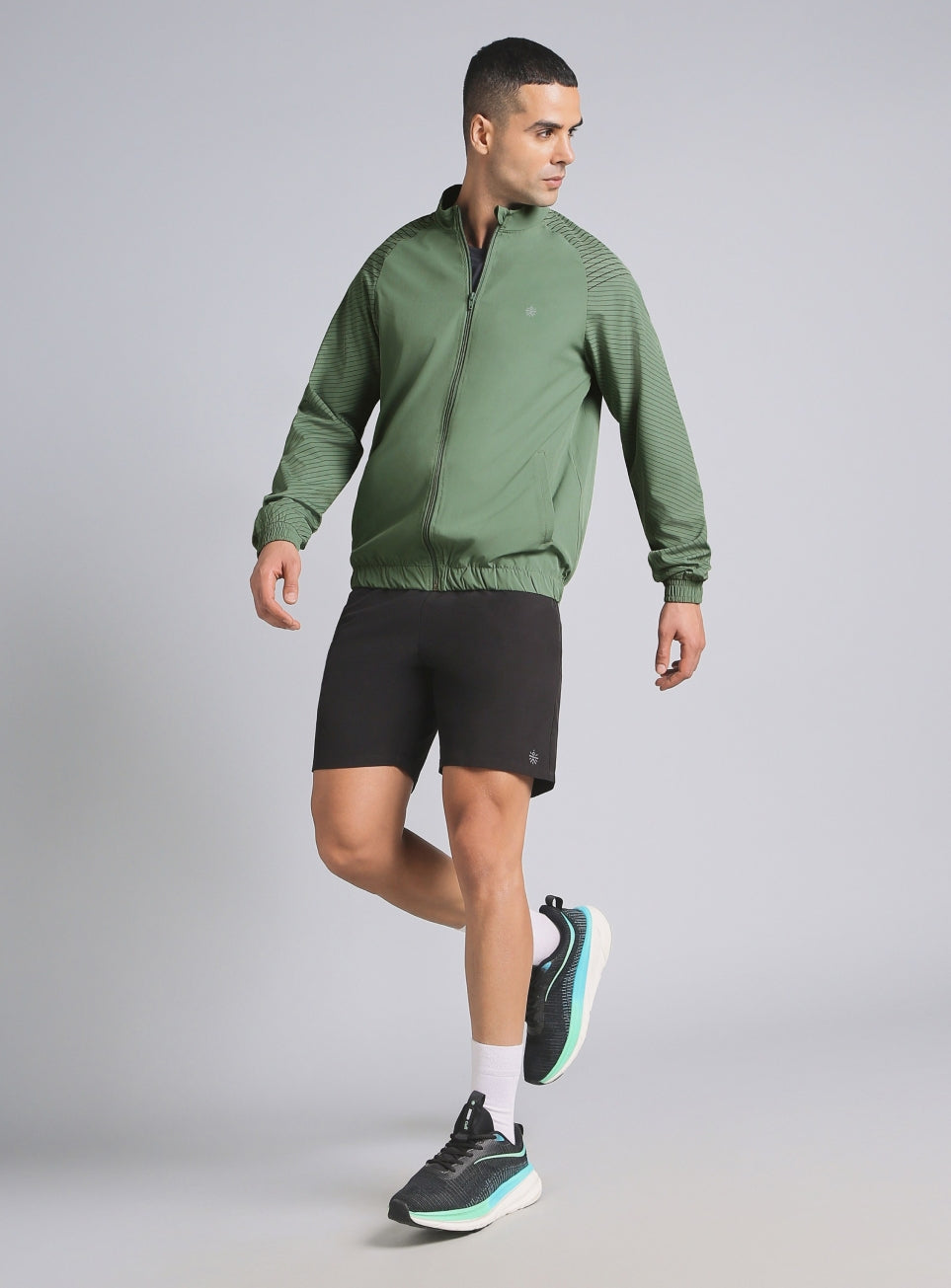 Men's Olive Energy Map Printed Lightweight Jacket