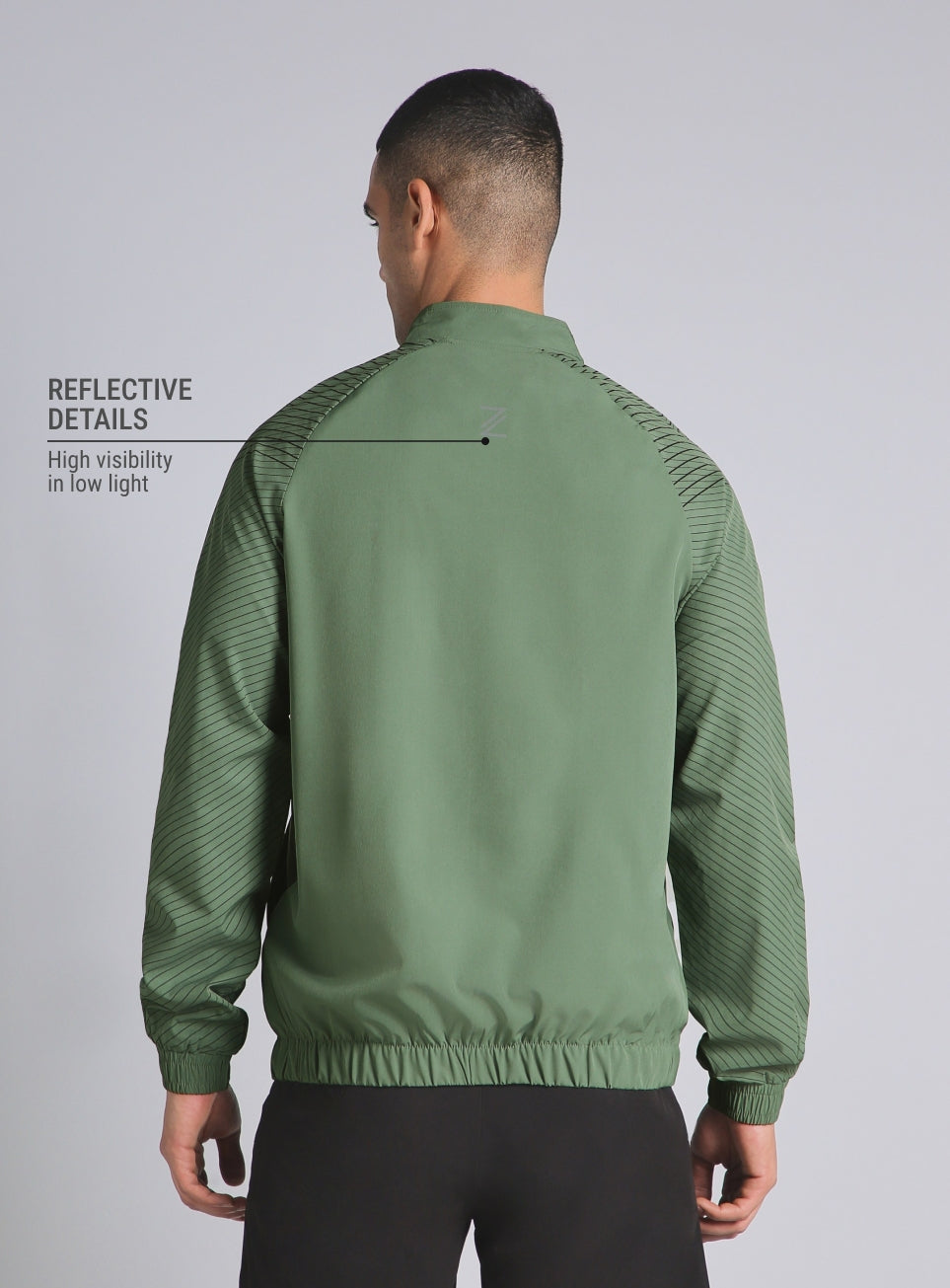 Men's Olive Energy Map Printed Lightweight Jacket