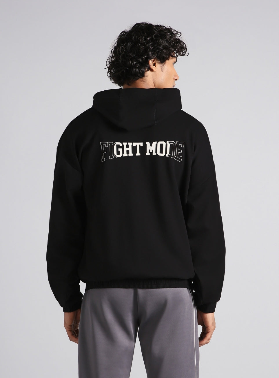 Men's Black Combat Training Relaxed Fit Hooded Jacket