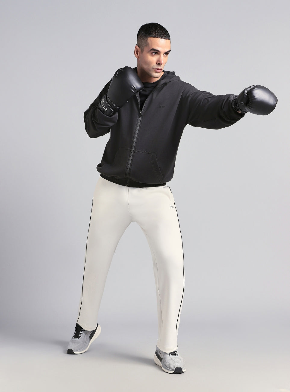 Men's Grey Combat Training Relaxed Fit Hooded Jacket