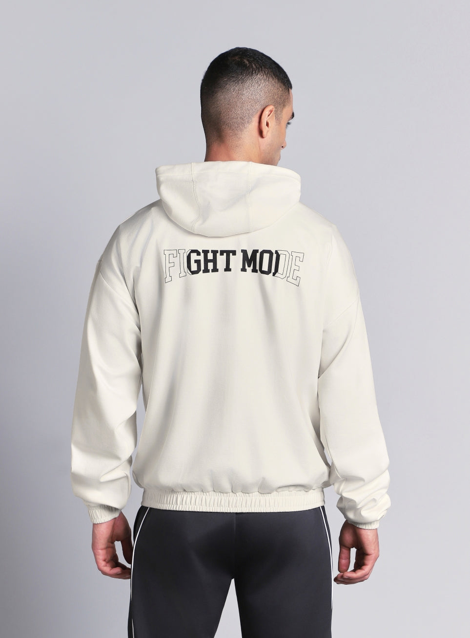 Men's White Combat Training Relaxed Fit Hooded Jacket