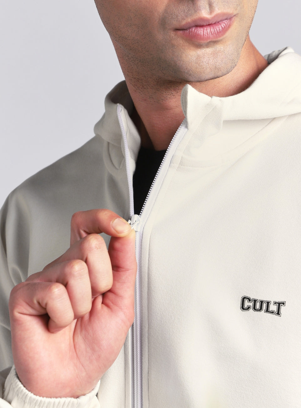 Men's White Combat Training Relaxed Fit Hooded Jacket