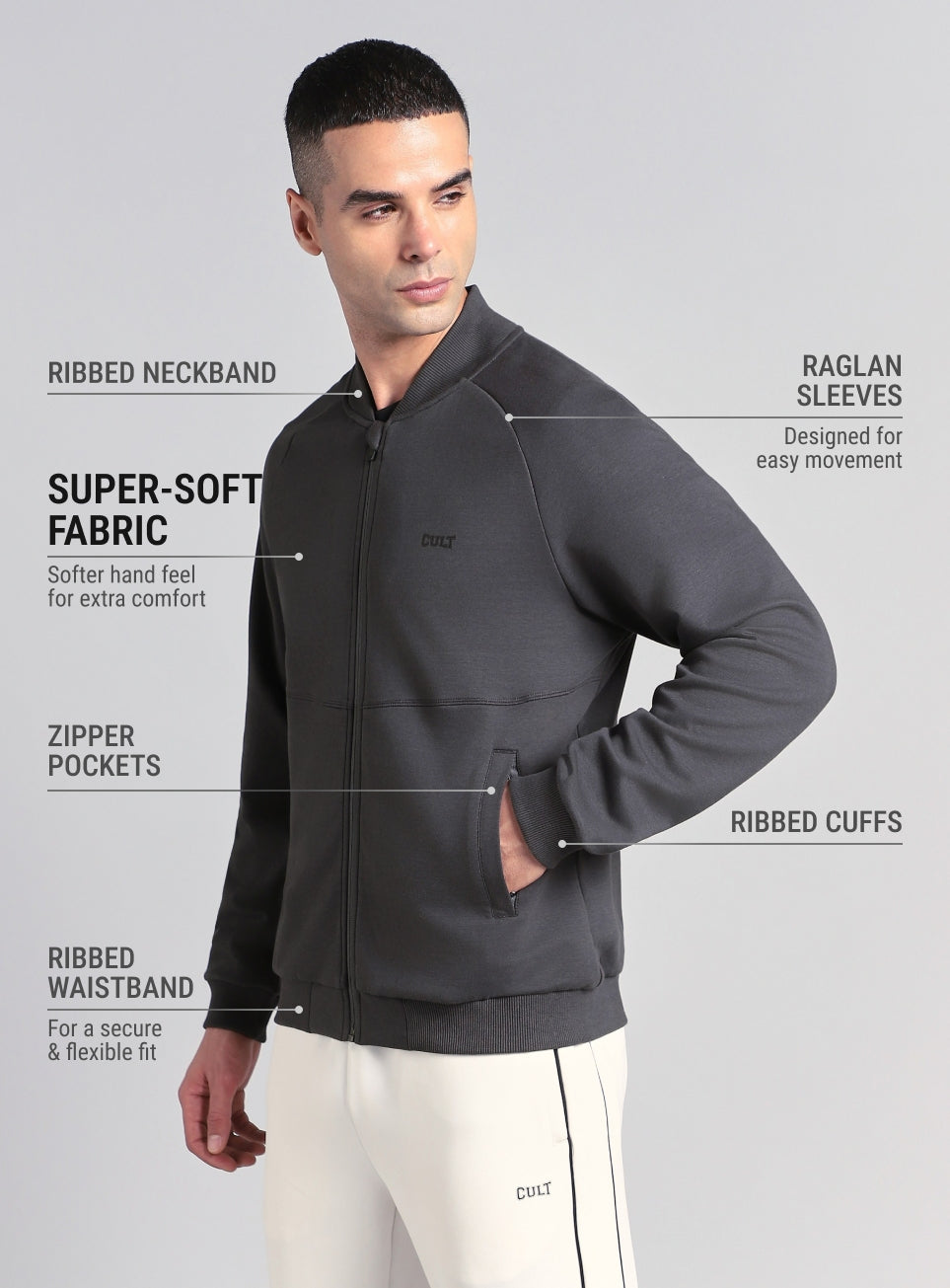 Men's Grey Combat Training Bomber Jacket