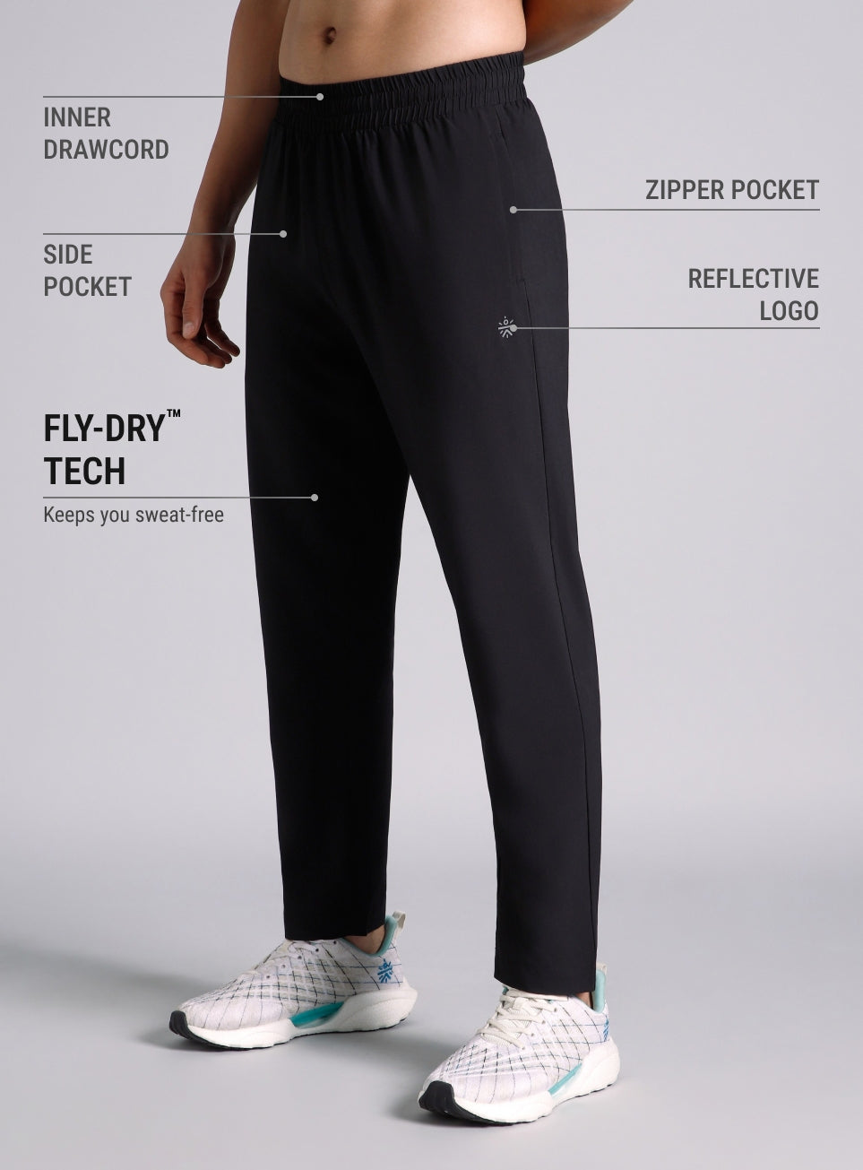 Men's Black After Dark Running Trackpants