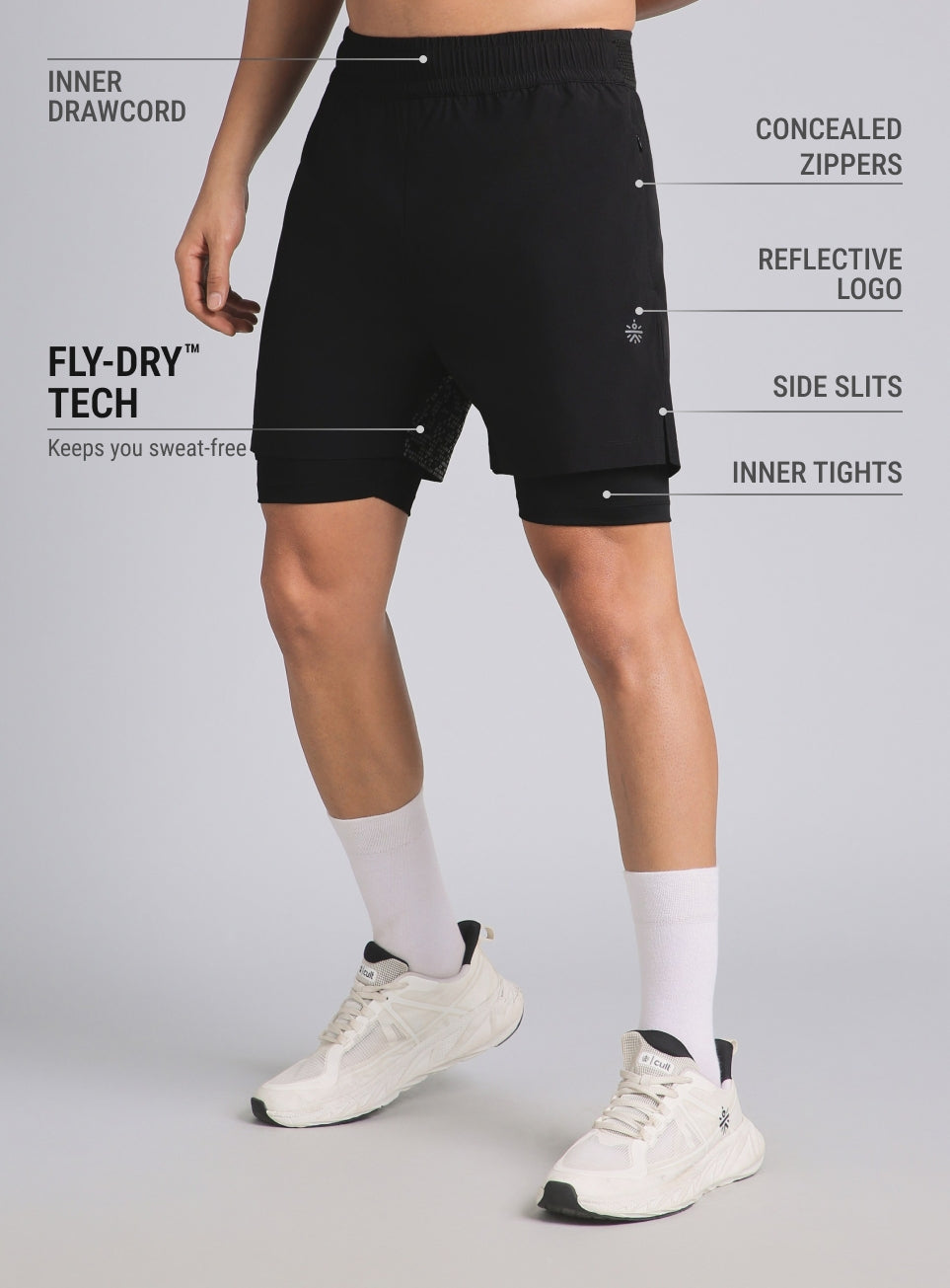 Men's Black After Dark In-Built Tights Running Shorts